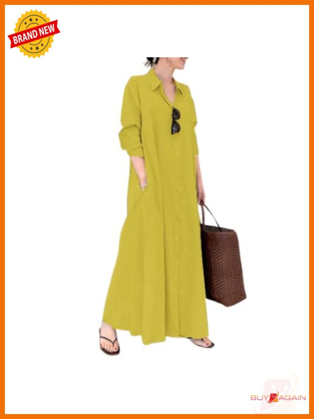 Loose Fit Long Sleeve Button Up Maxi Shirt Dress Pockets